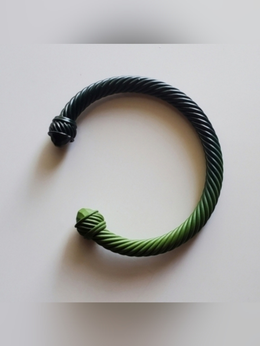 Boutique Green/Black Twisted Cable Style Renaissance Cuff Bangle